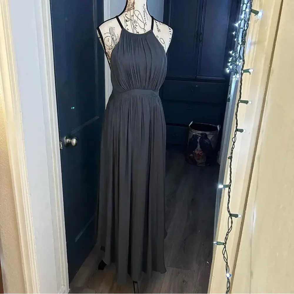 NWOT Free People Charcoal Open Harness Back Goddess Maxi Dress Size 2 - Picture 2 of 9